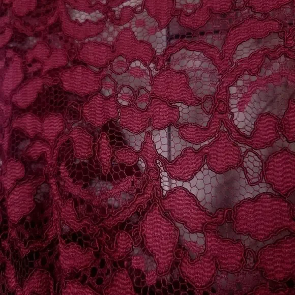 David's Bridal Burgundy Sleeveless Lace A-line Dress Bridesmaids Prom size 2 - Picture 5 of 10